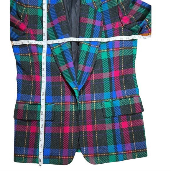 Pendleton Blazer Fuscia pink, charcoal gray, green, & blue plaid Wool Blazer - Picture 9 of 16